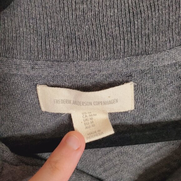 Frederik Anderson Copenhagen Golf Cotton Mens Quarter Zip Grey Pullover Sweater - Picture 3 of 8